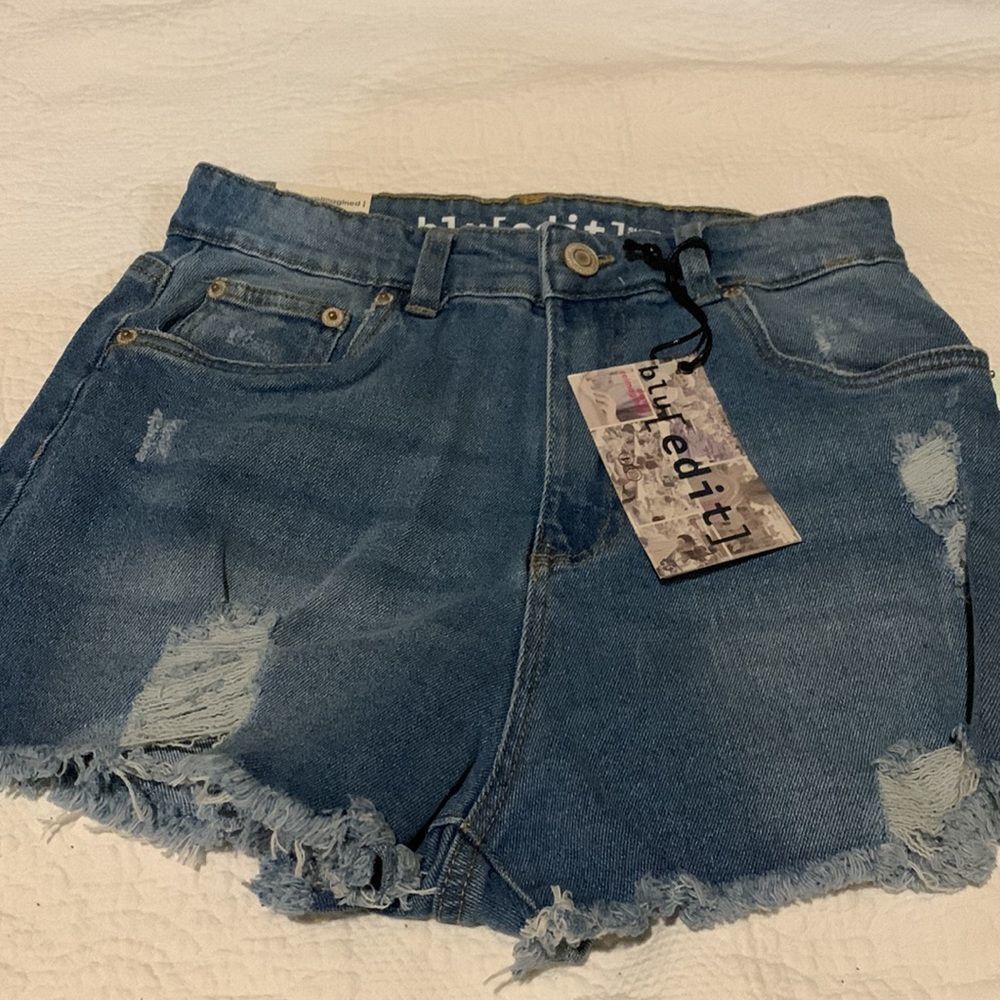 Blue edit denim super high waist Shortie shorts